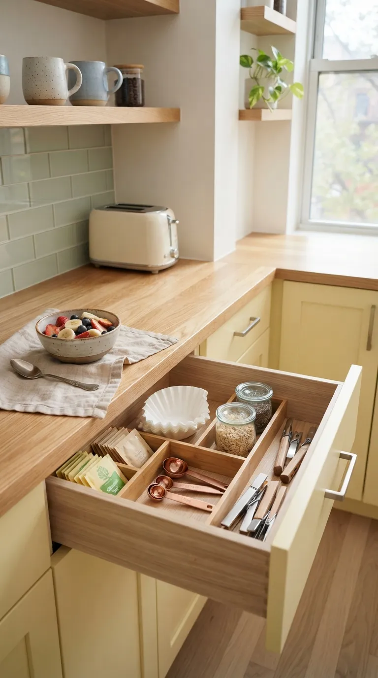 small apartment kitchen organization ideas Create a Breakfast Drawer