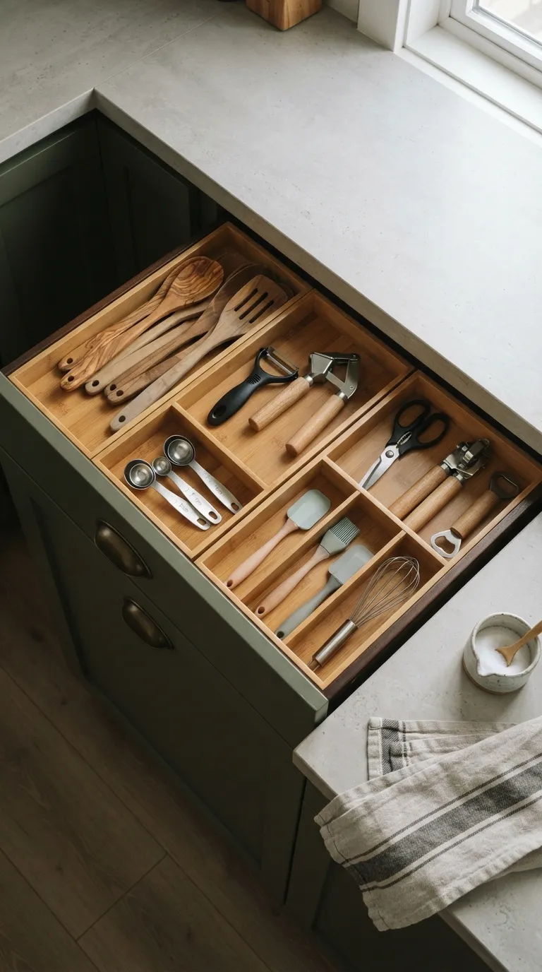 small apartment kitchen organization ideas Make Drawer Zones