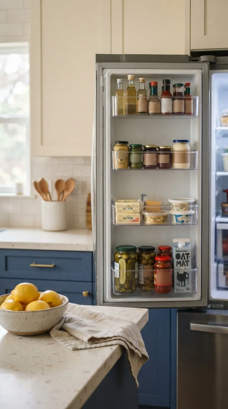 small apartment kitchen organization ideas Organize the Fridge Door