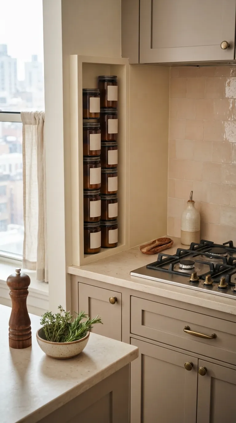 small apartment kitchen organization ideas Tame the Spice Shelf
