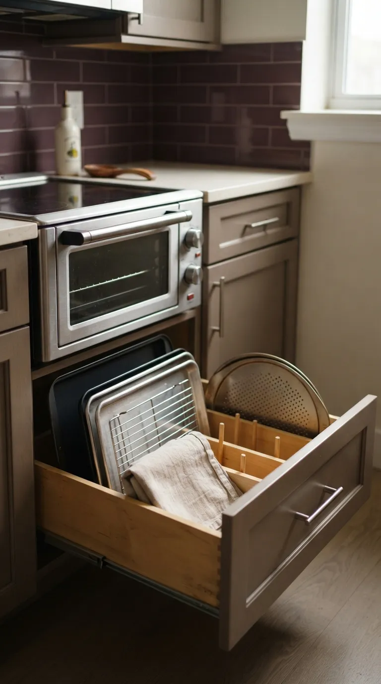 small apartment kitchen organization ideas Use the Oven Drawer