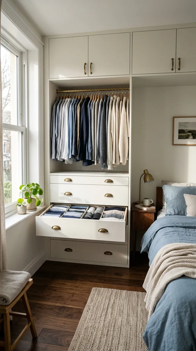 small bedroom storage ideas Built-In Closet Drawers