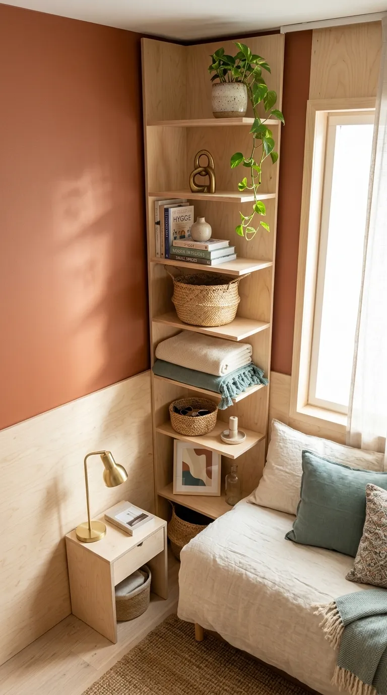 small bedroom storage ideas Corner Shelving