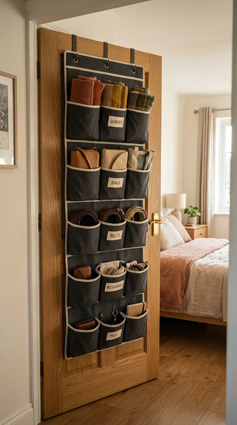 small bedroom storage ideas Door-Mounted Organizers