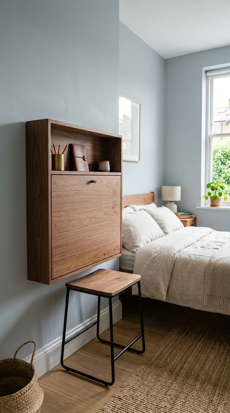 small bedroom storage ideas Fold-Down Wall Desk