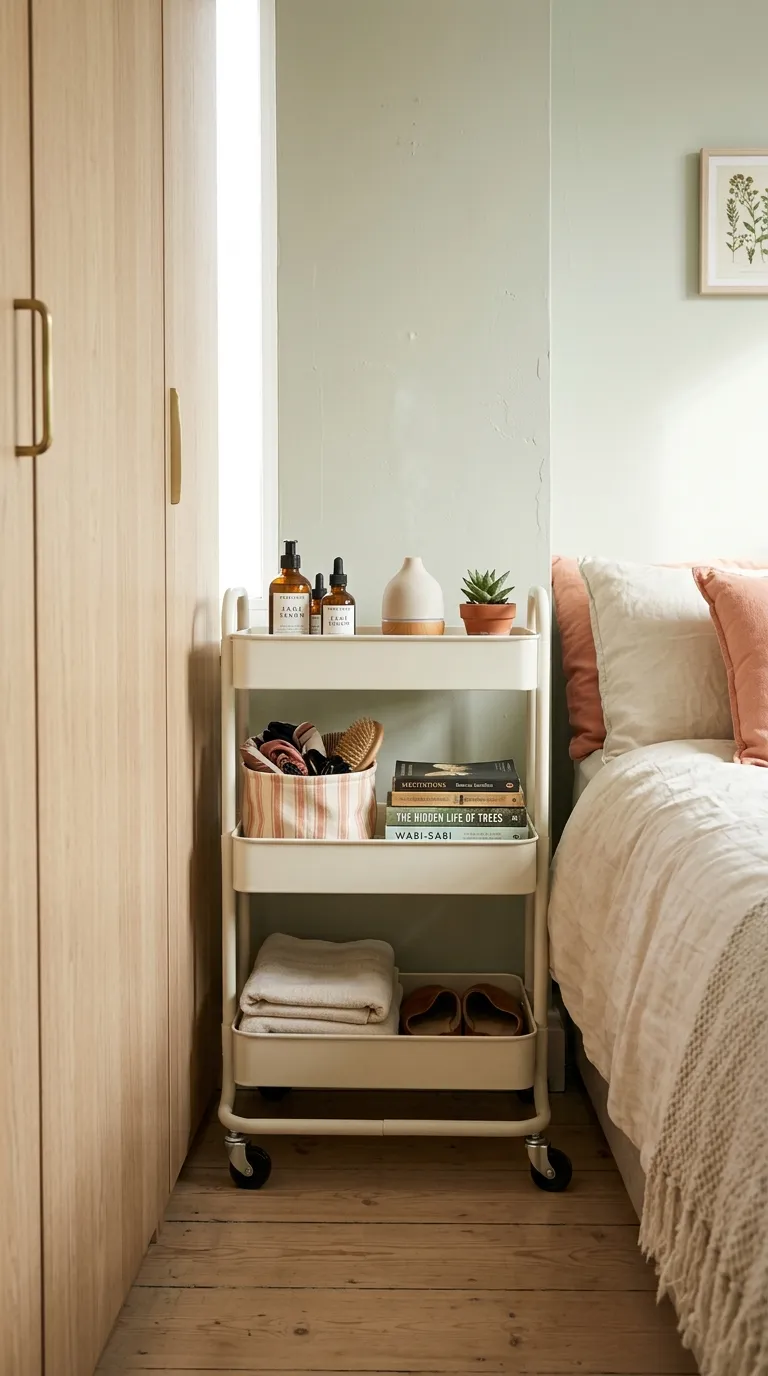 small bedroom storage ideas Narrow Rolling Cart