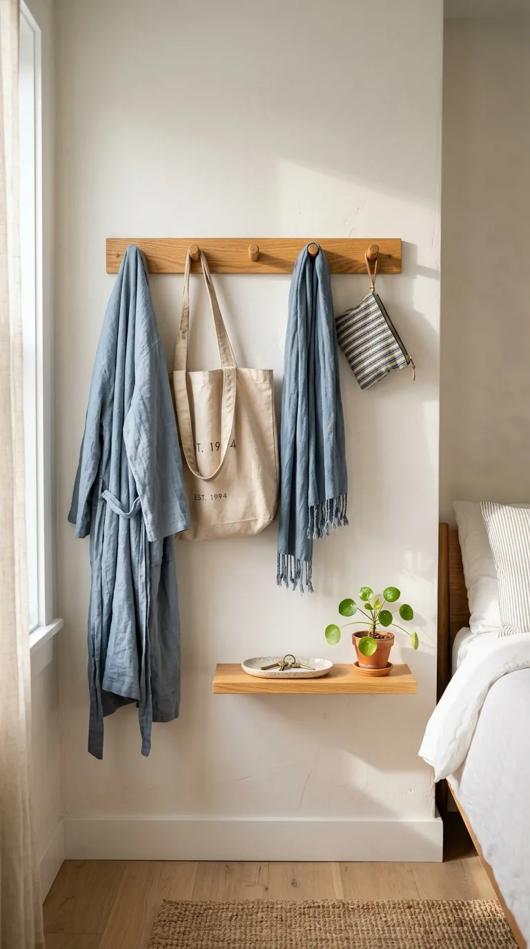 small bedroom storage ideas Peg Rail Storage