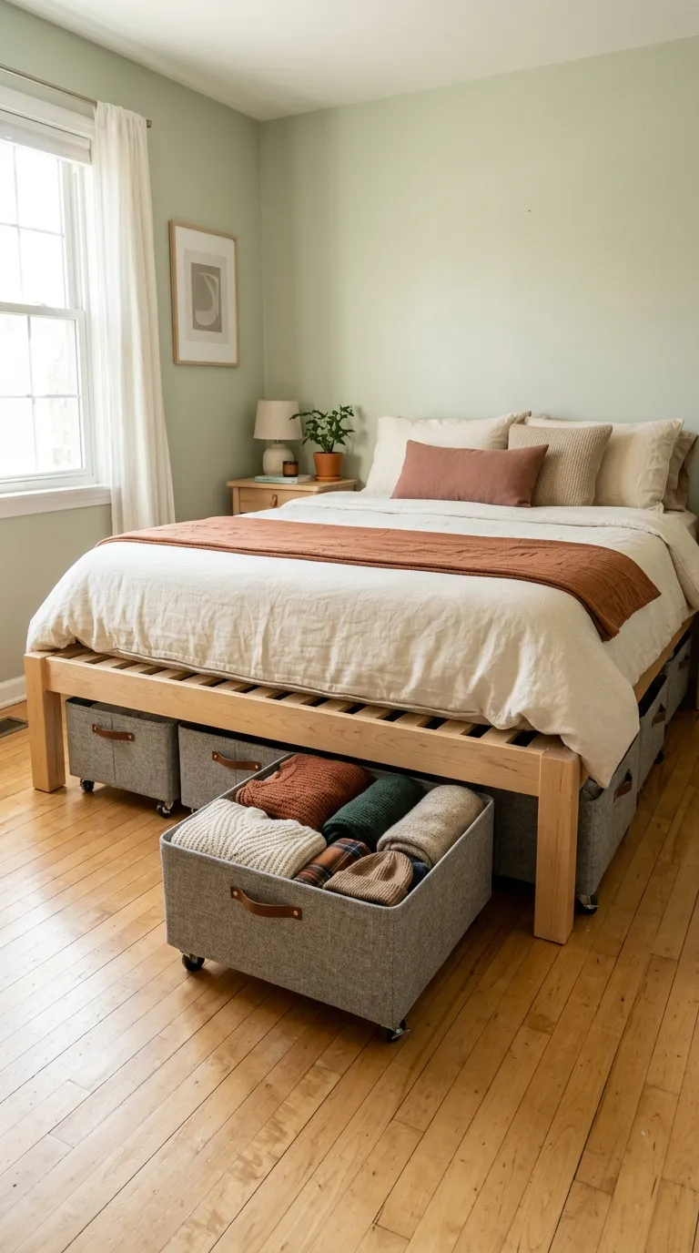 small bedroom storage ideas Rolling Under-Bed Bins