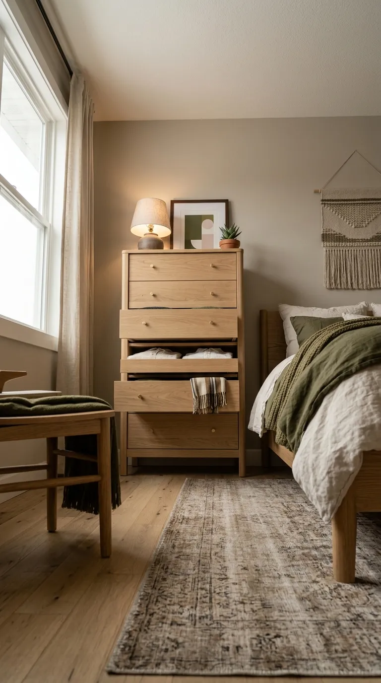 small bedroom storage ideas Tall Dresser Placement