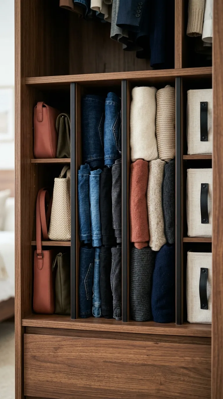 small bedroom storage ideas Vertical Closet Dividers