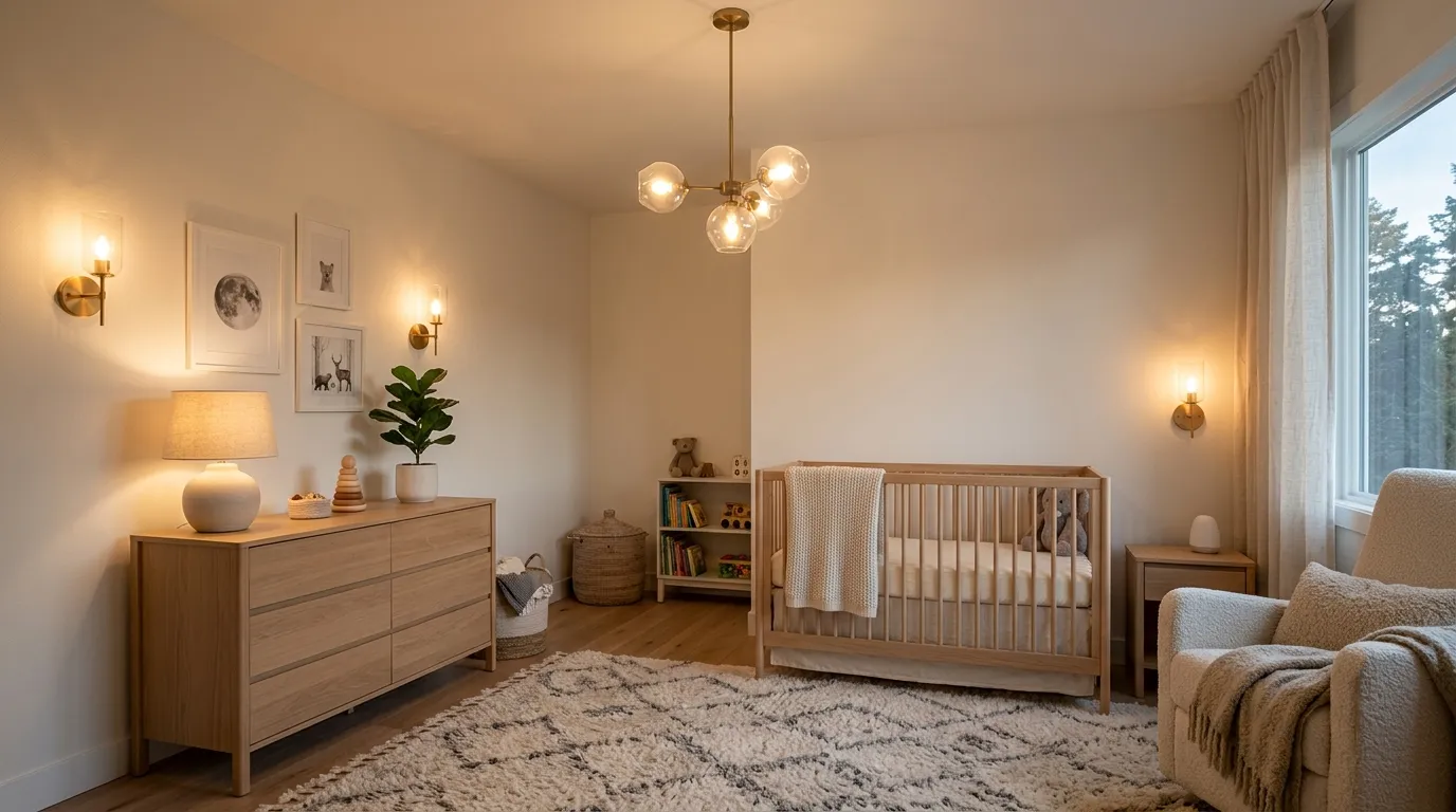 small nursery decor ideas Layered Lighting