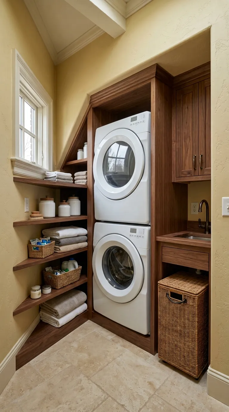 stackable washer dryer laundry room ideas Build Around Existing Nooks