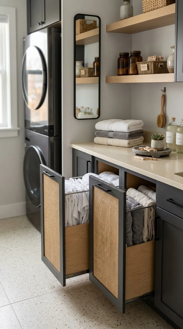 stackable washer dryer laundry room ideas Choose Pull-Out Hampers