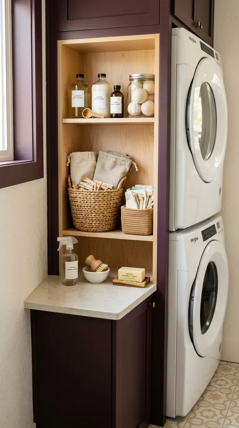 stackable washer dryer laundry room ideas Keep Supplies Within Reach