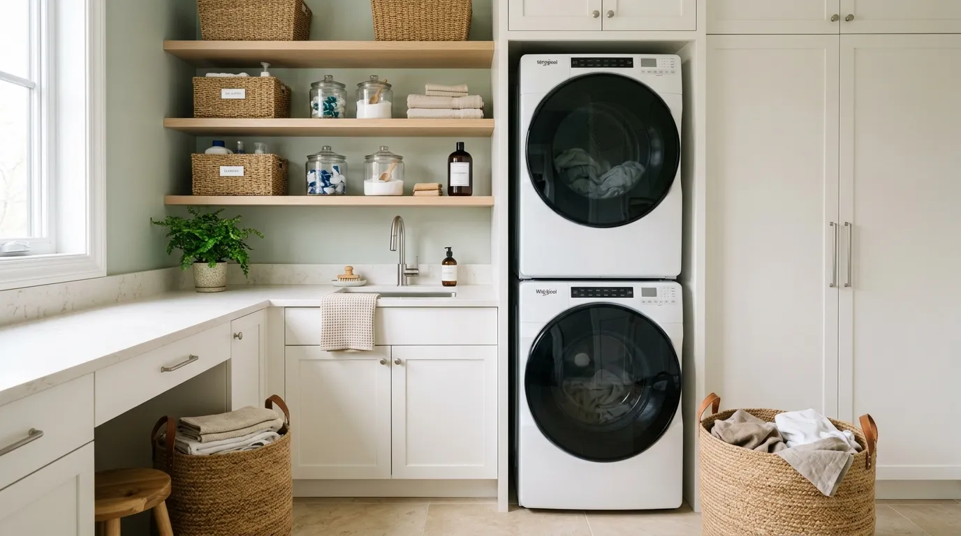 stackable washer dryer laundry room ideas