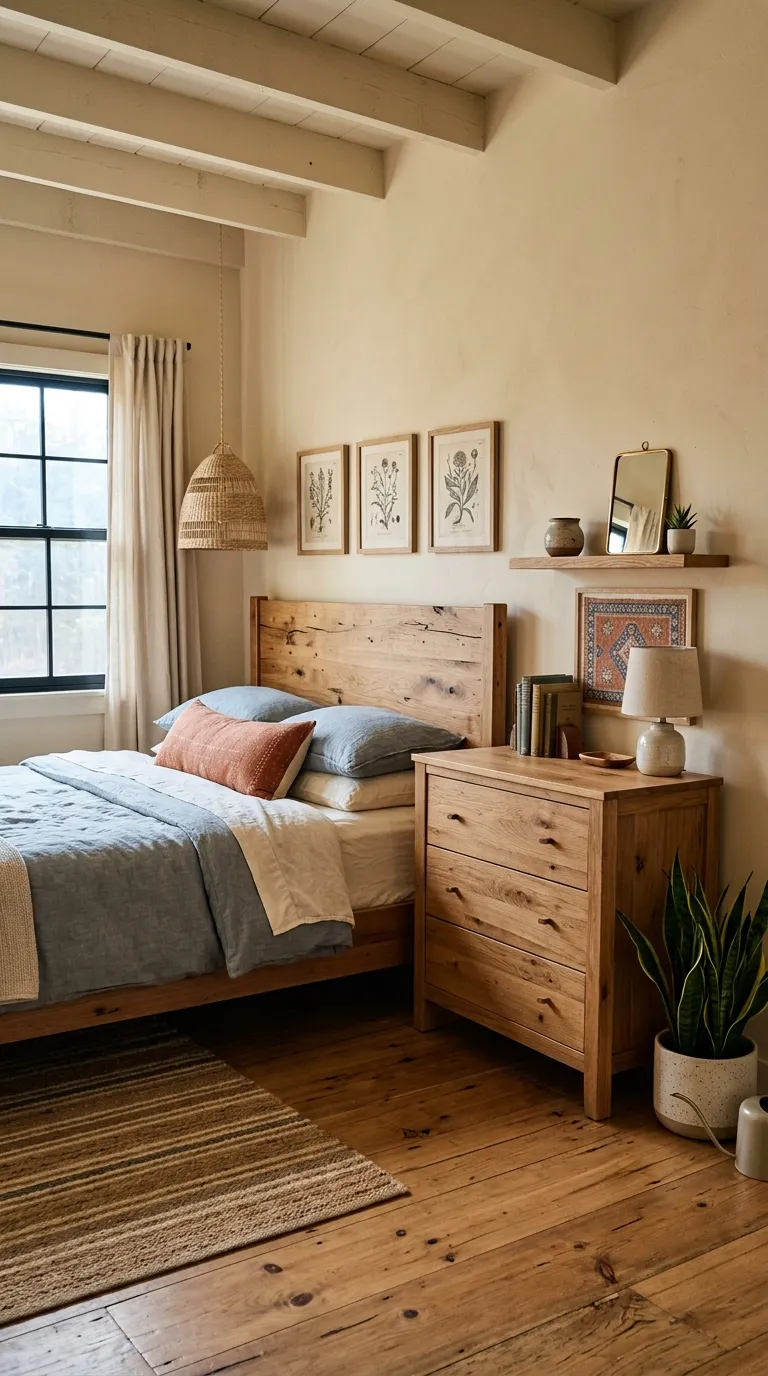 terracotta and blue bedroom decor Warm Wood With Blue