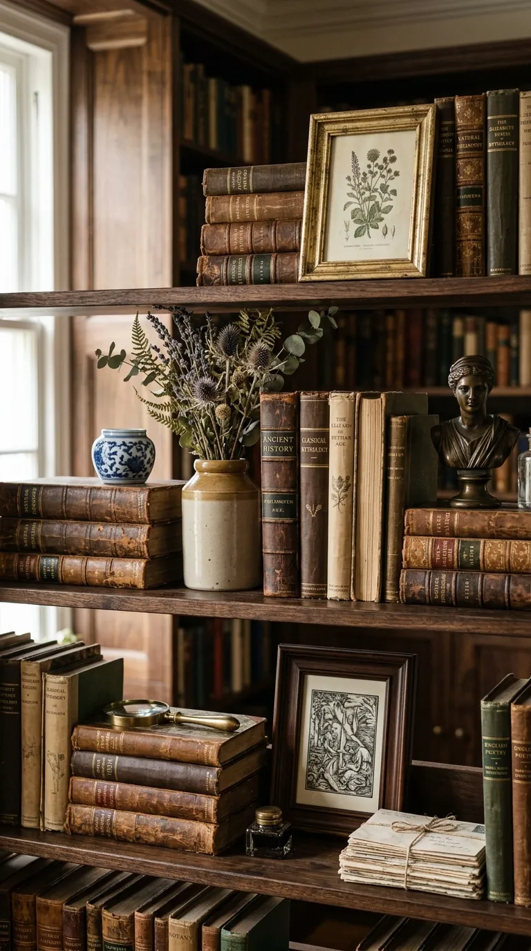 vintage decor on a budget Antique Book Styling