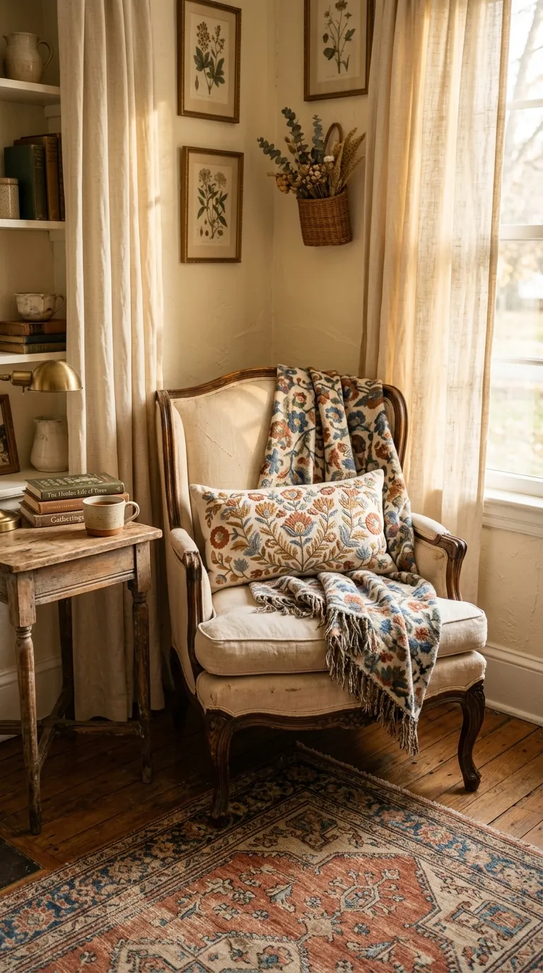 vintage decor on a budget Layered Vintage Textiles