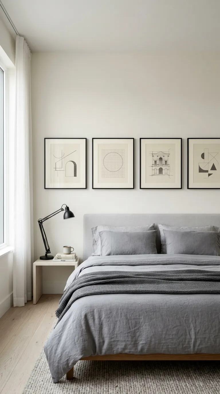 wall art ideas bedroom Minimal Black Frames
