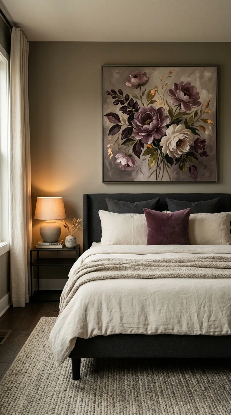 wall art ideas bedroom Moody Floral Artwork