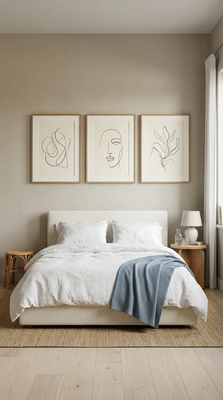 wall art ideas bedroom Soft Line Drawings