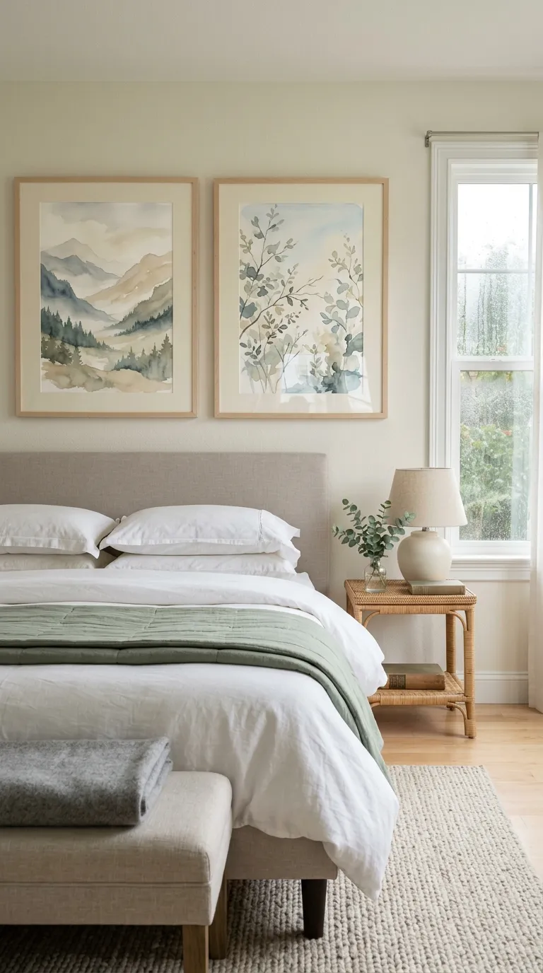 wall art ideas bedroom Soft Watercolor Pair