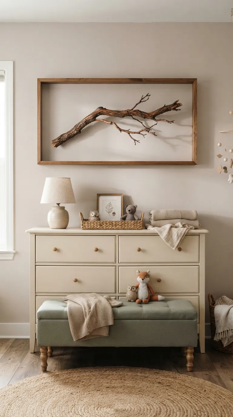 woodland nursery decor ideas Rustic Branch Artwork
