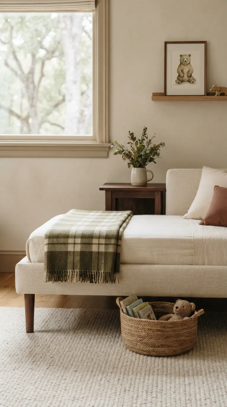 woodland nursery decor ideas Soft Plaid Textiles