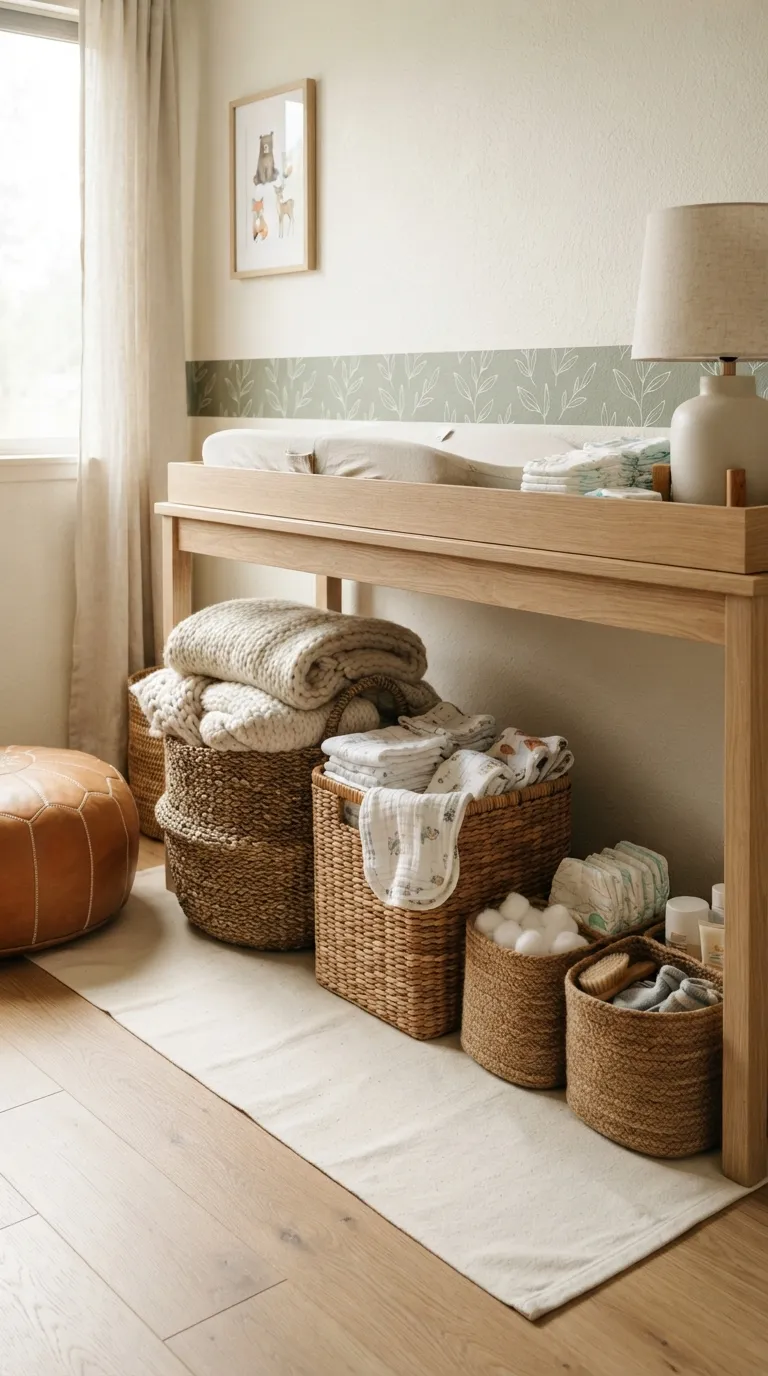 woodland nursery decor ideas Woven Basket Storage