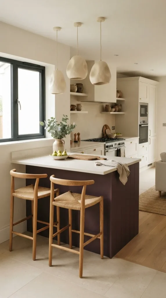 Aubergine Peninsula With Pendant Lighting