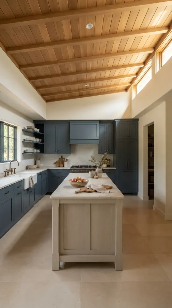 Moody Blue With Wood Ceiling