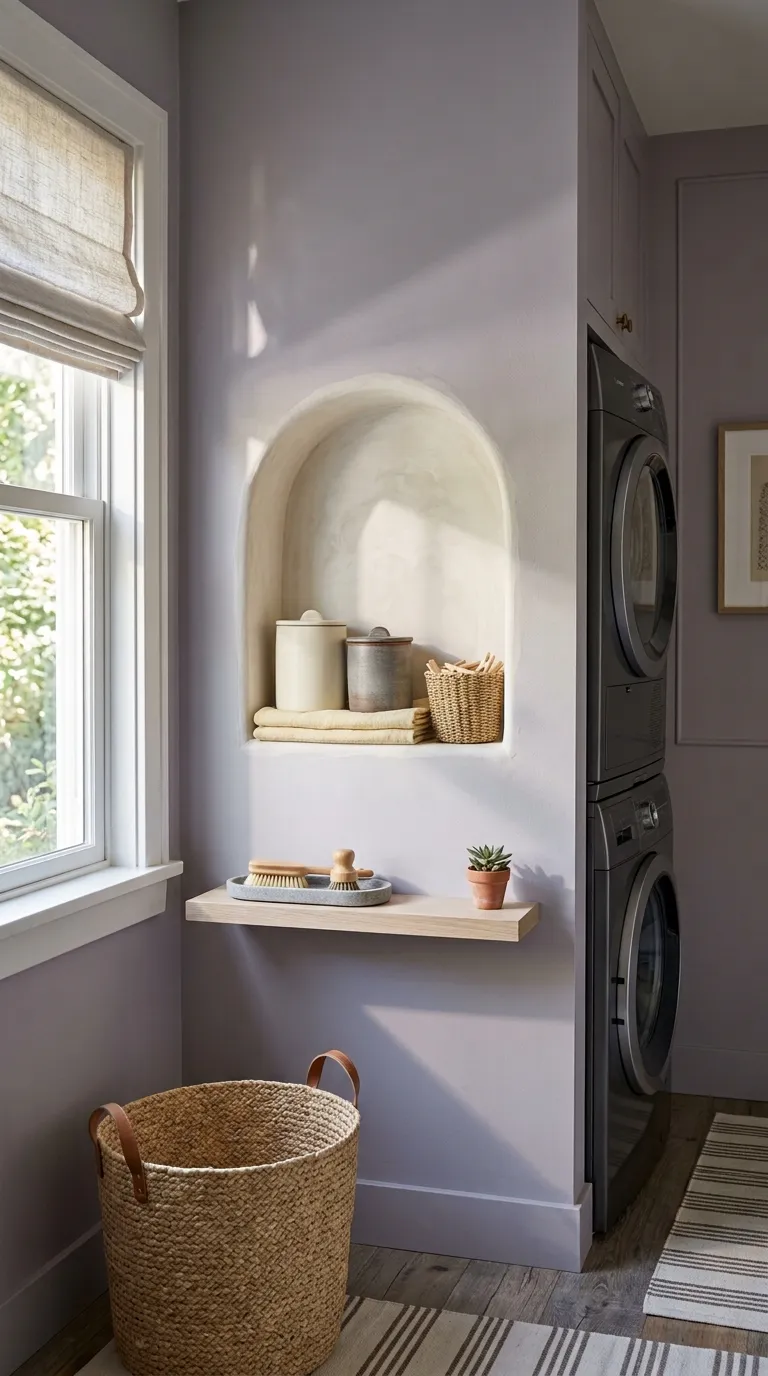 aesthetic laundry room ideas Arched Storage Niche