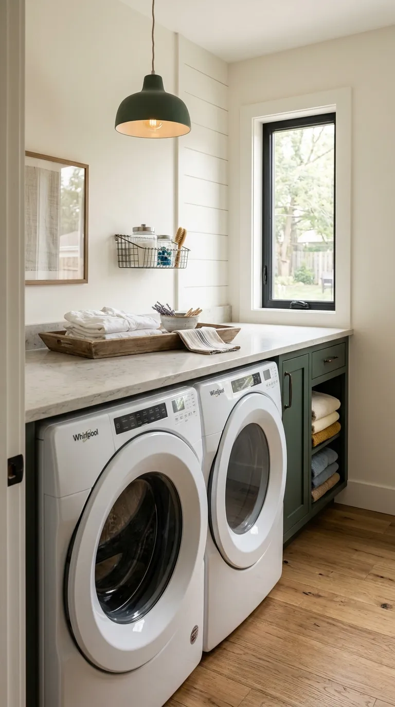aesthetic laundry room ideas Built-In Folding Counter