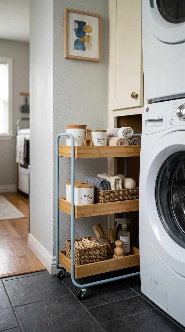 aesthetic laundry room ideas Compact Utility Cart