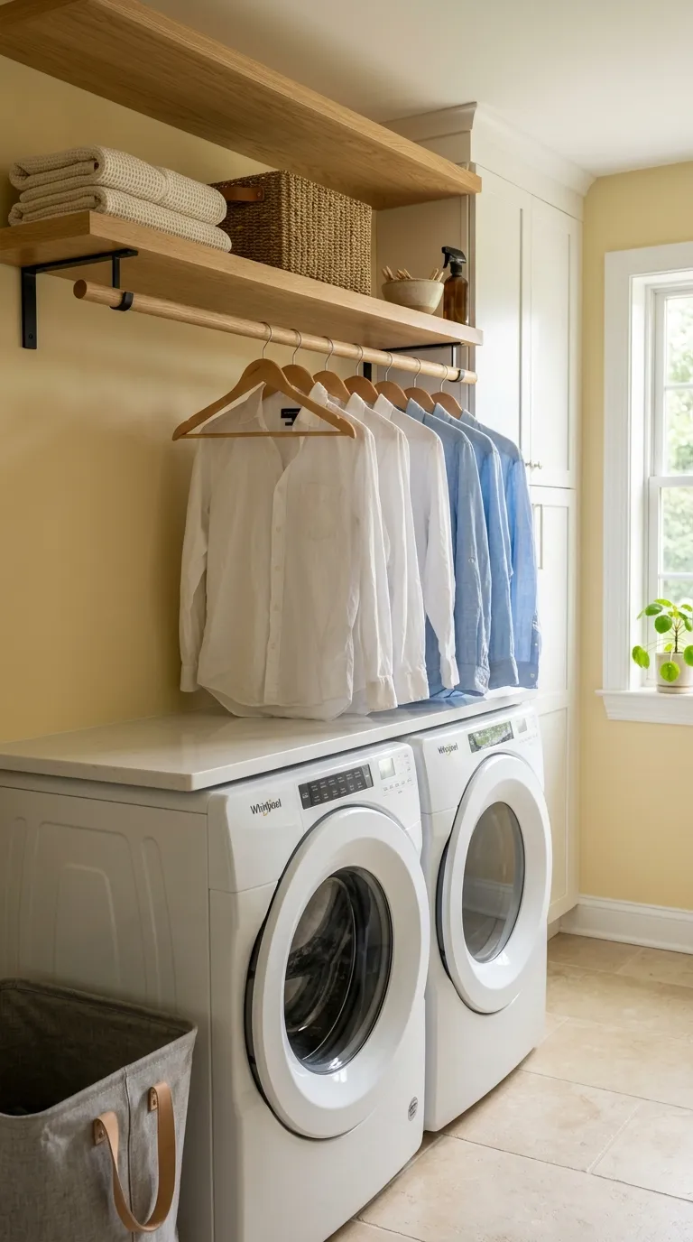 aesthetic laundry room ideas Floating Drying Rod