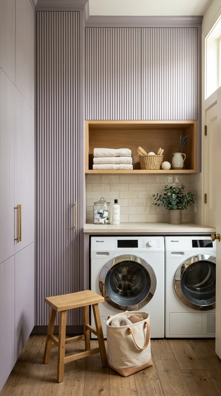 aesthetic laundry room ideas Fluted Cabinet Doors