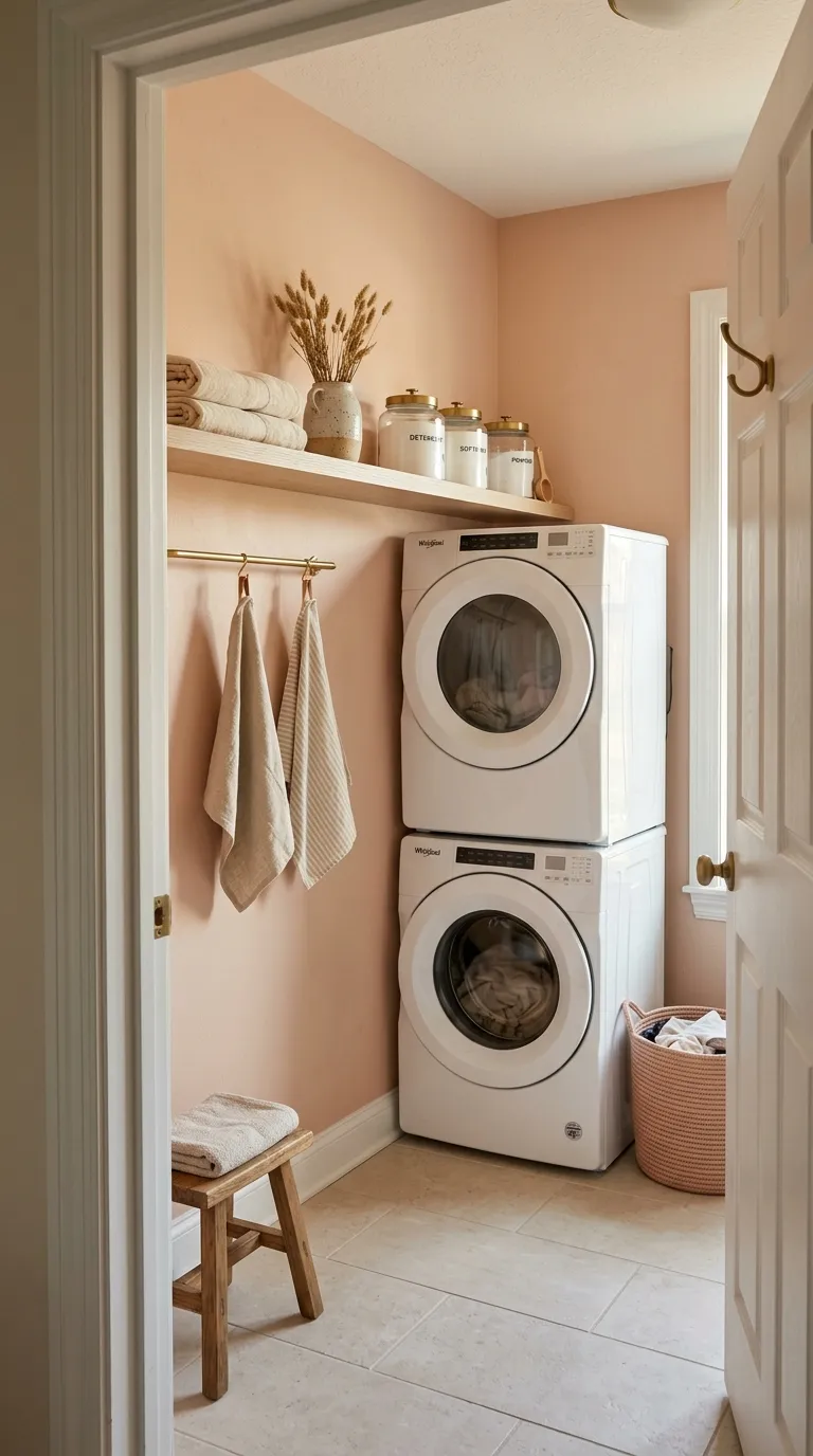 aesthetic laundry room ideas Peachy Pink Walls