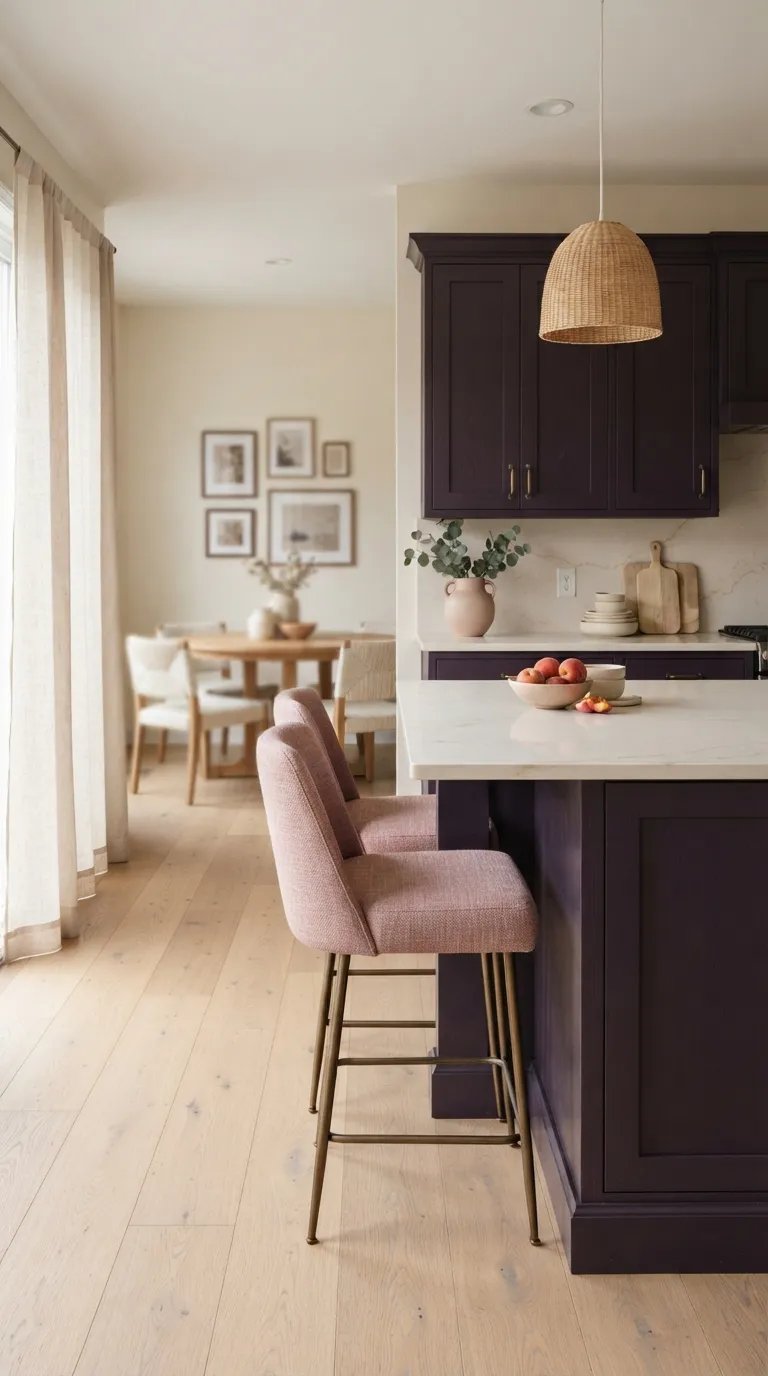 Aubergine Kitchen Ideas Aubergine and Dusty Pink Accents