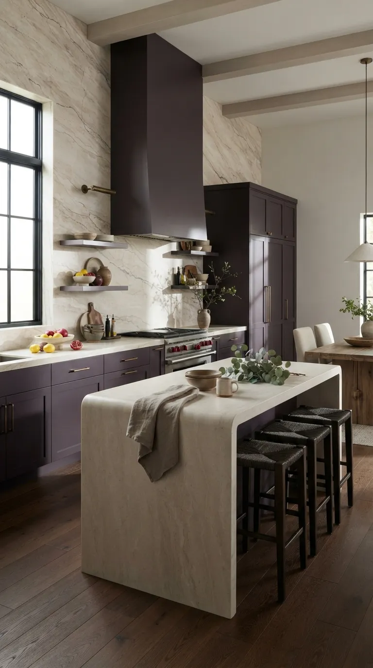 Aubergine Kitchen Ideas Aubergine and Natural Stone Statement Wall