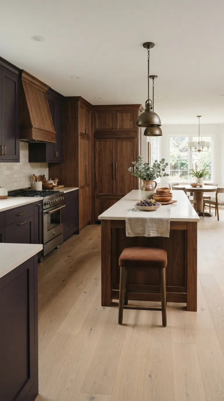Aubergine Kitchen Ideas Aubergine and Warm Walnut Cabinetry