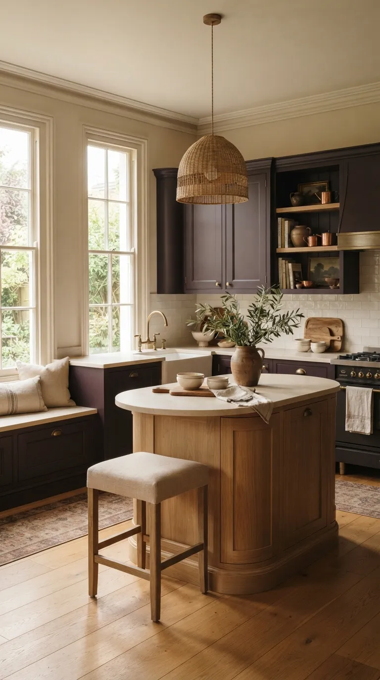 Aubergine Kitchen Ideas Aubergine Cabinetry With Creamy Beige Walls