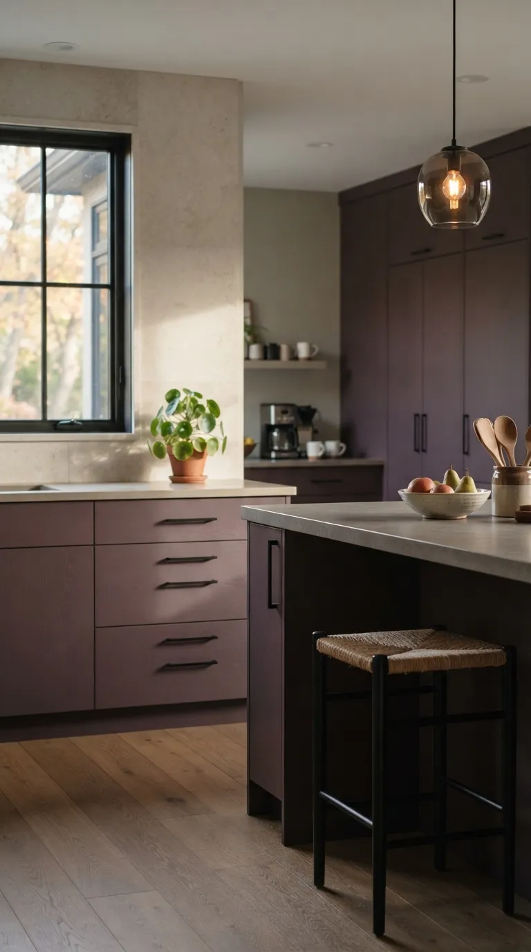 Aubergine Kitchen Ideas Aubergine Cabinets and Matte Black Hardware