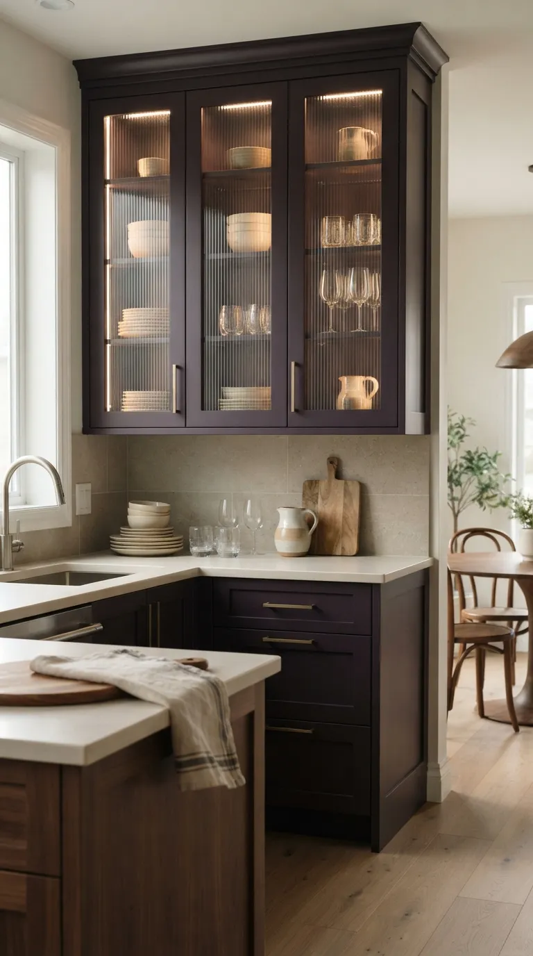 Aubergine Kitchen Ideas Aubergine Cabinets With Fluted Glass