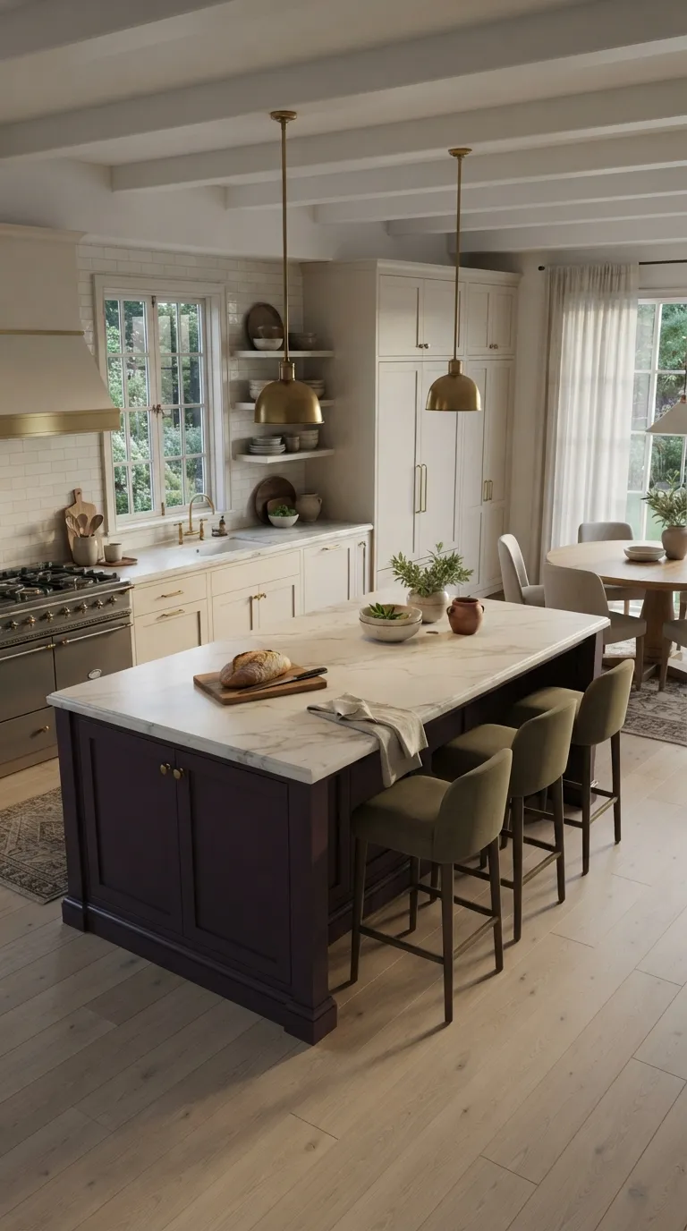 Aubergine Kitchen Ideas Aubergine Island as the Main Accent