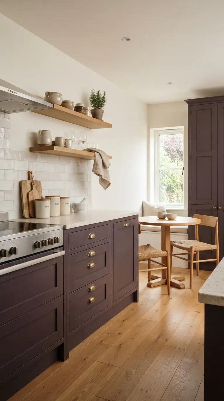 Aubergine Kitchen Ideas Aubergine Lower Cabinets With White Walls