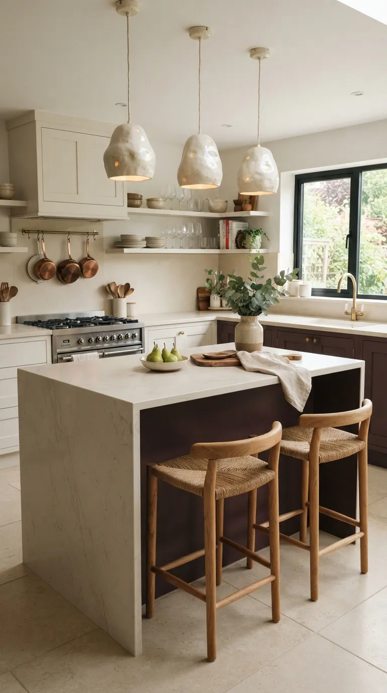 Aubergine Kitchen Ideas Aubergine Peninsula With Pendant Lighting