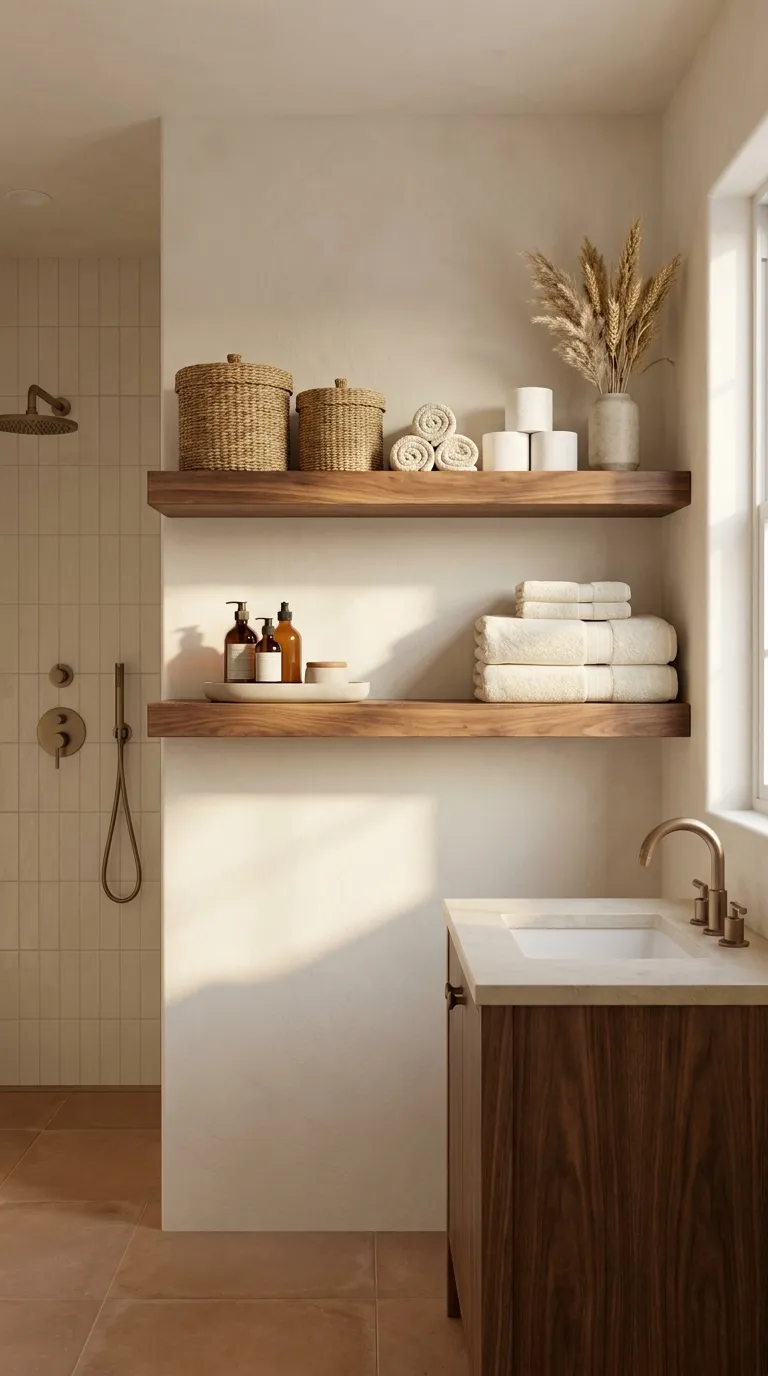 bathroom shelf decor and storage ideas Double Shelves for More Storage