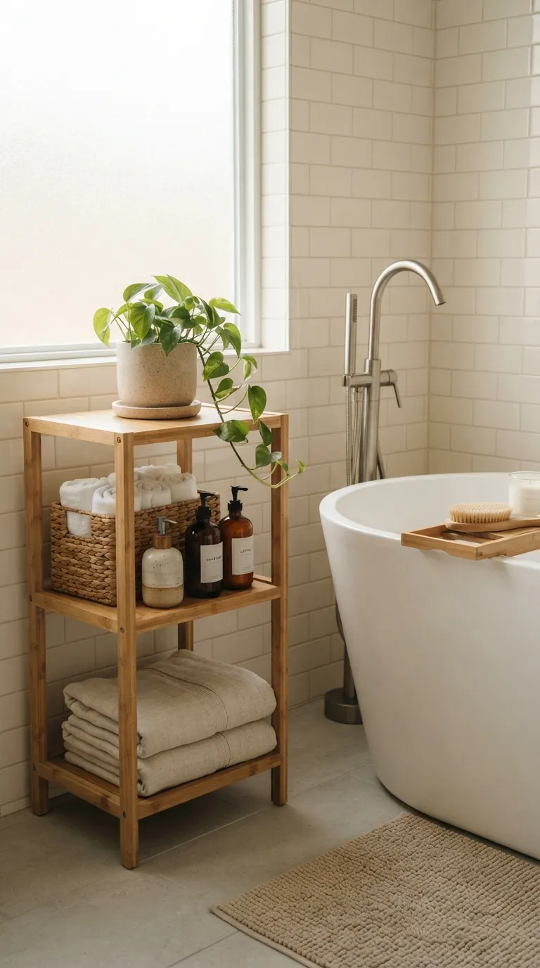 bathroom shelf decor and storage ideas Plants With Practical Storage