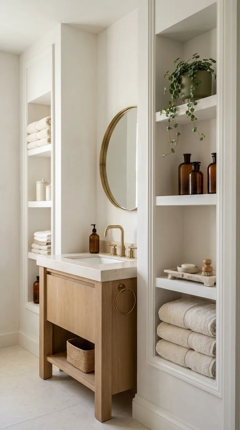 bathroom shelf decor and storage ideas Recessed Shelf Niches