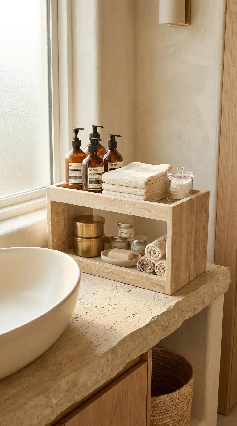bathroom shelf decor and storage ideas Tiered Shelf Trays